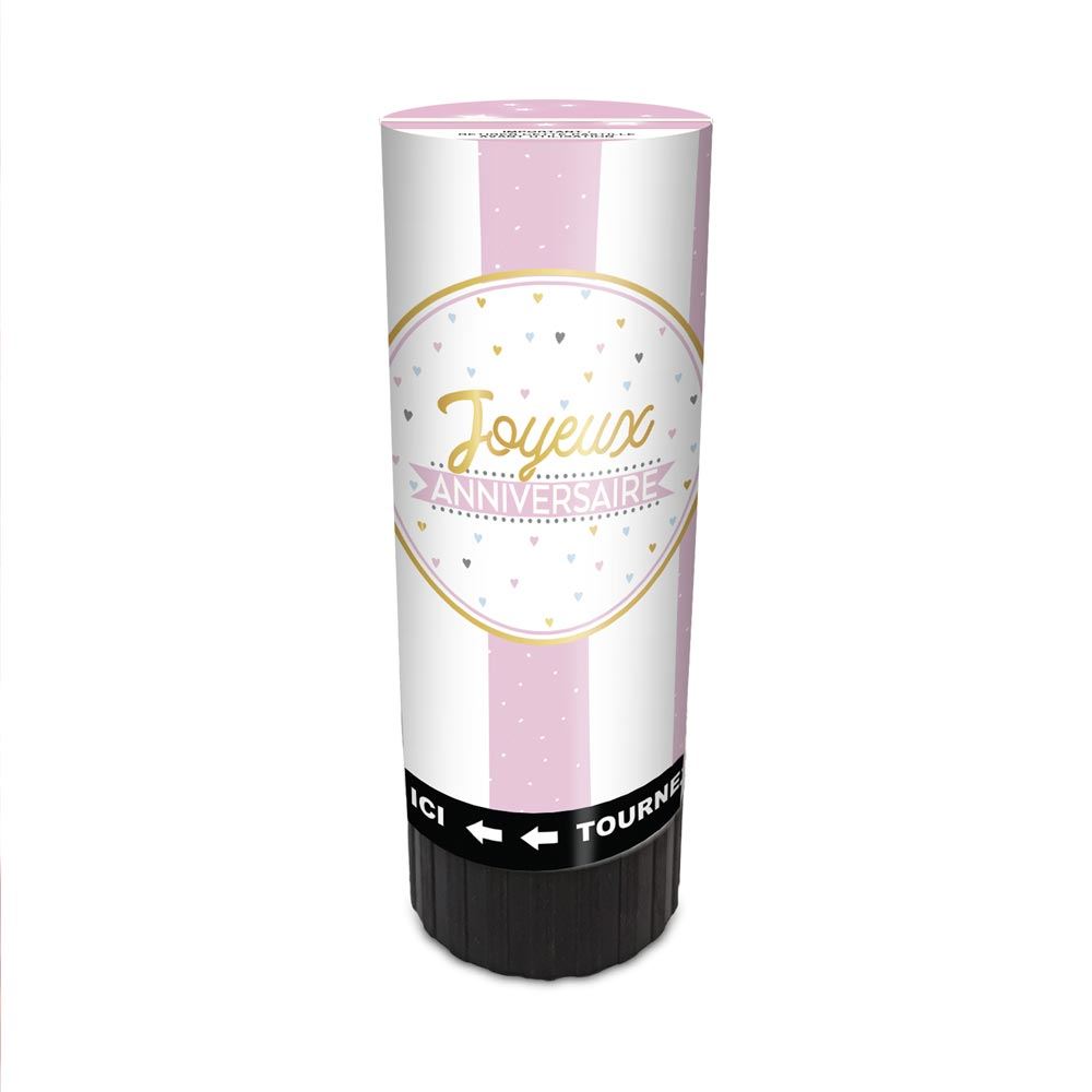 Mini canons à confettis rose - Joyeux anniversaire