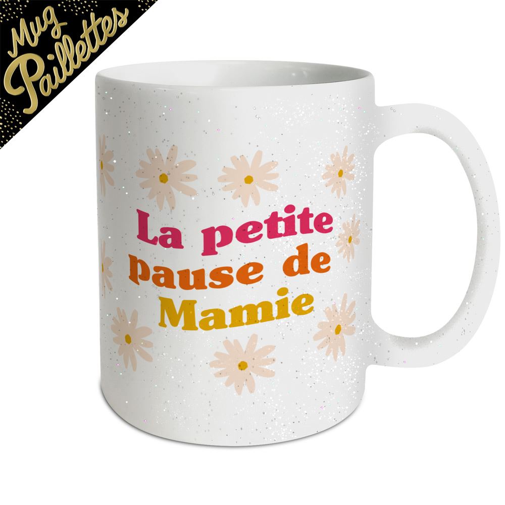 Mug à paillettes "La petite pause de mamie"