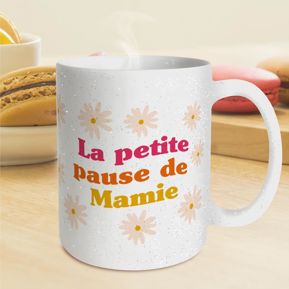 Mug à paillettes "La petite pause de mamie"