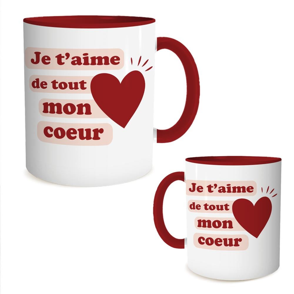 Mug "Je t'aime de tout mon coeur"