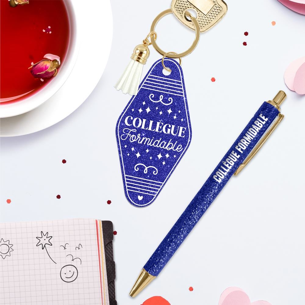 Duo stylo et porte clé à paillettes collègue formidable