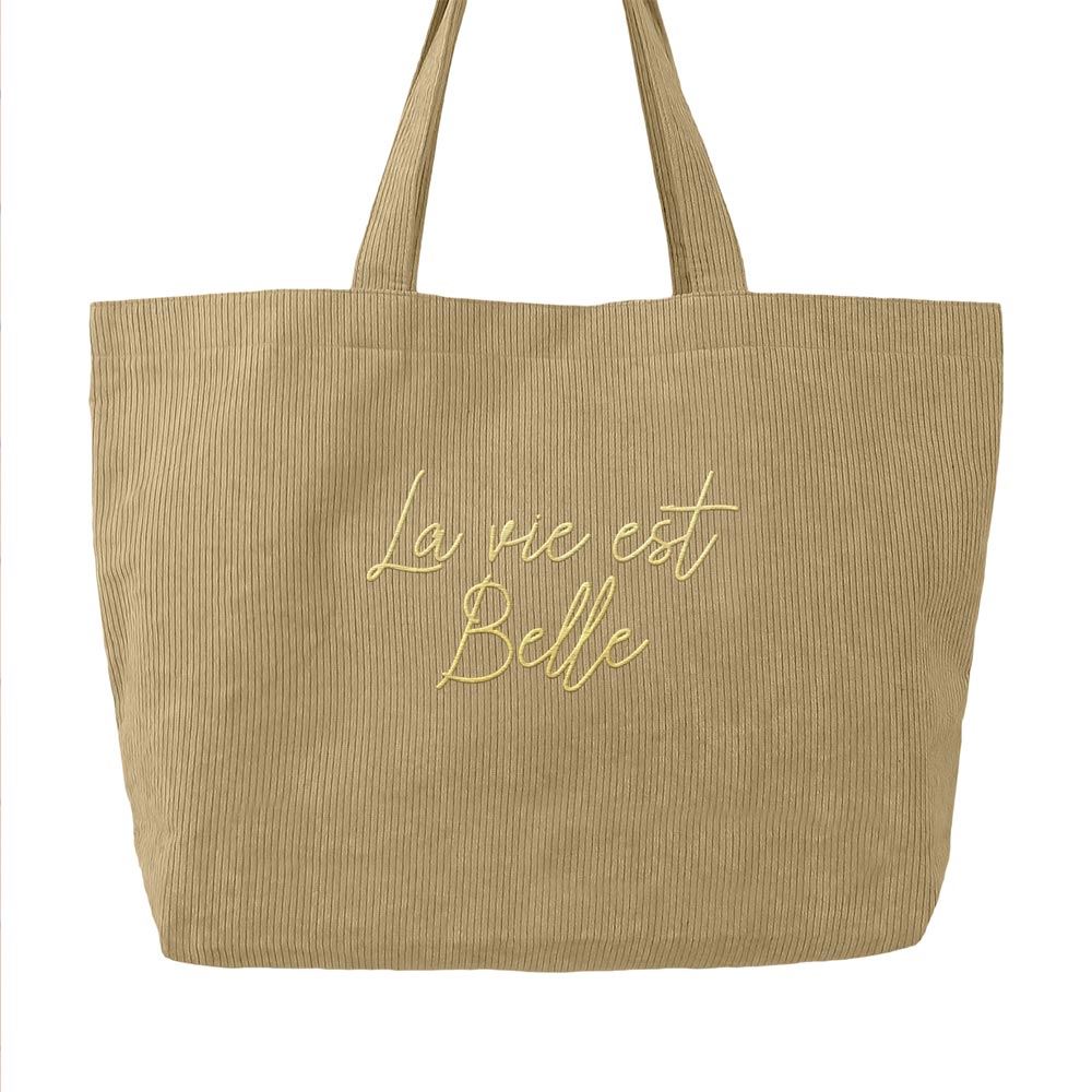 Sac en velours "La vie est belle"