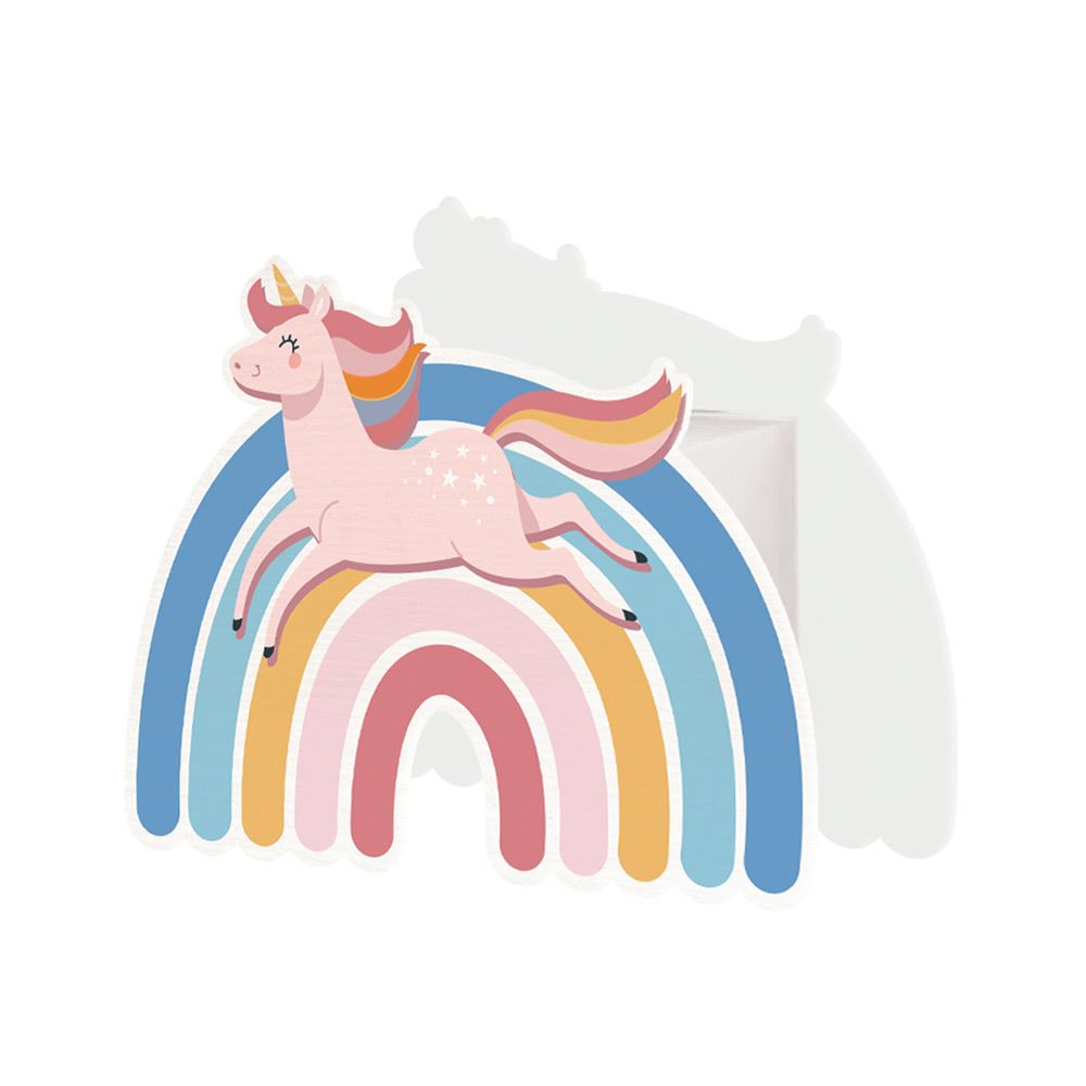Tirelire bois licorne arc-en-ciel