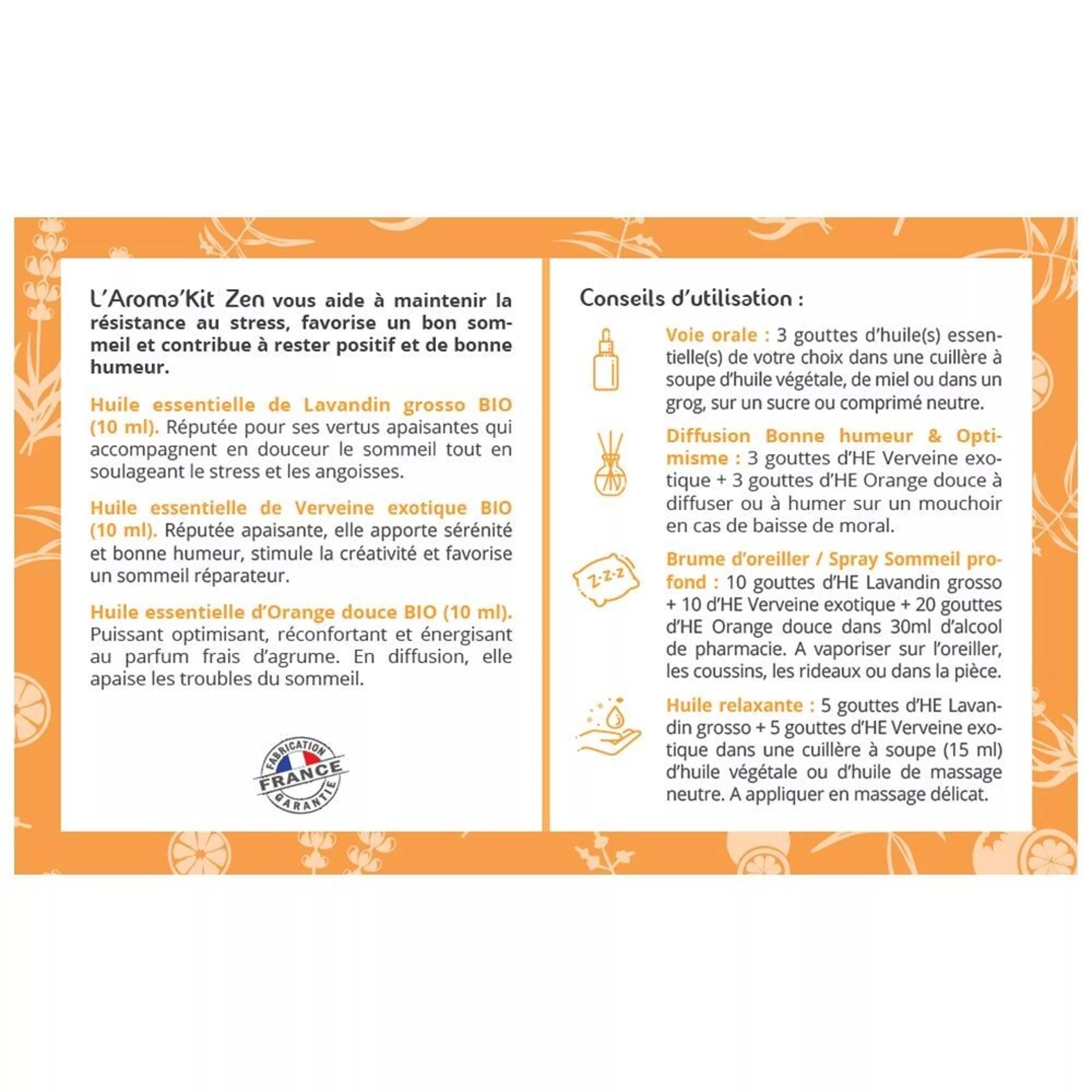 Kit d'huiles essentielles "zen" bio