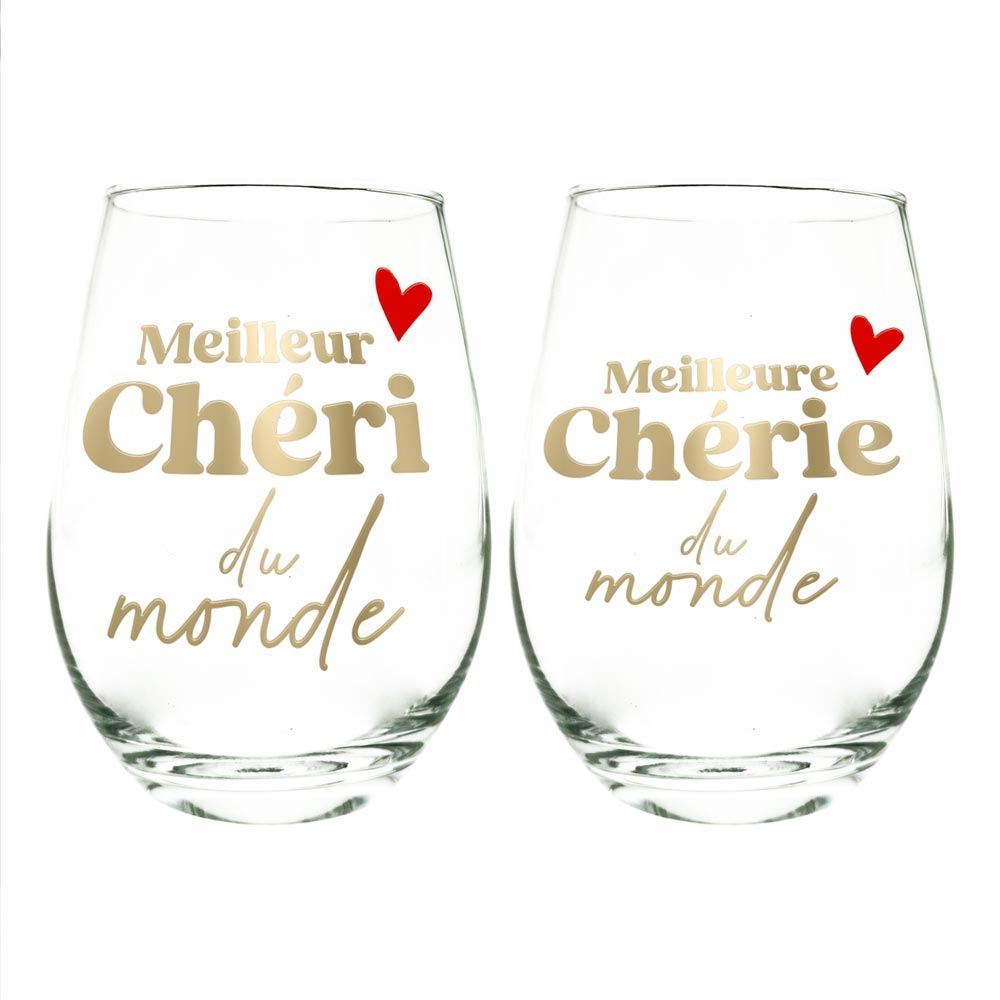 Duo de verres à eau Chérie/Chéri