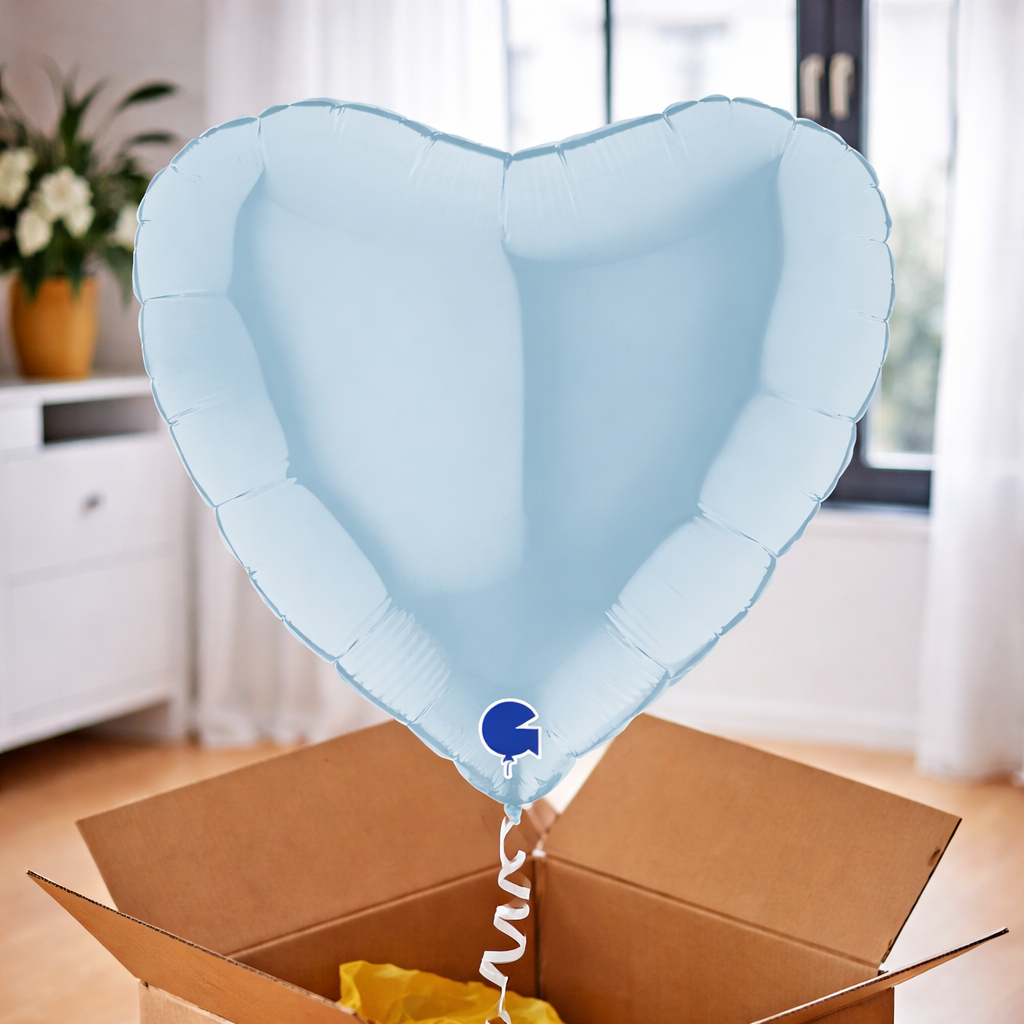 Ballon hélium coeur bleu pastel
