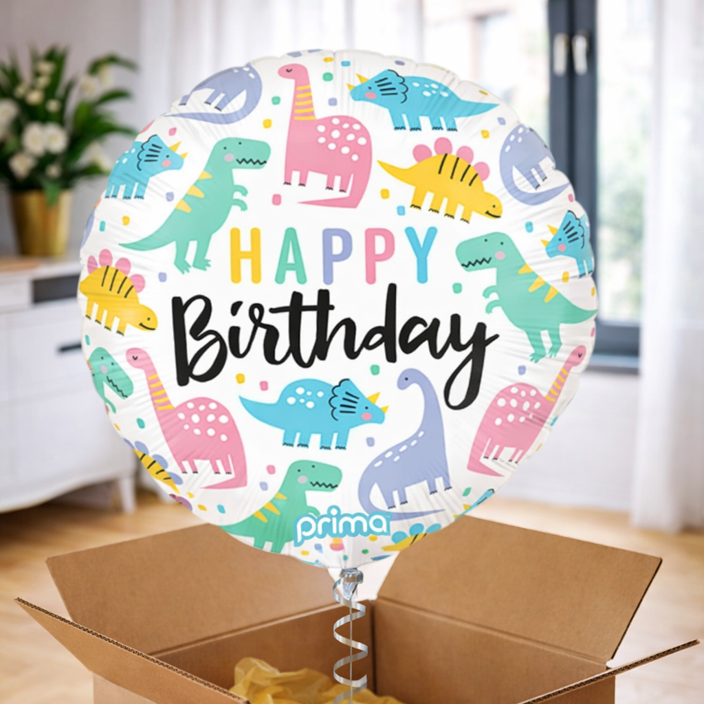 Ballon hélium "Happy birthday" - dinosaure