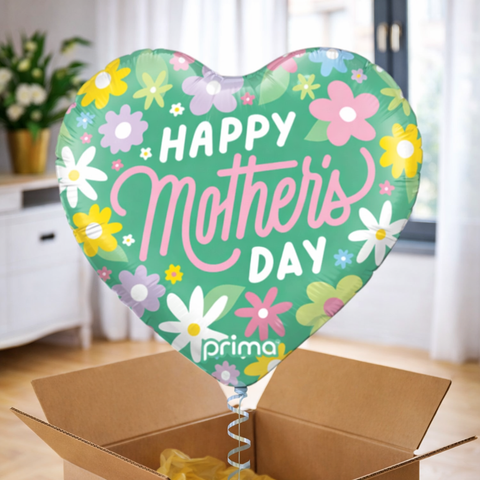 Ballon coeur "Happy mother's day" - floral