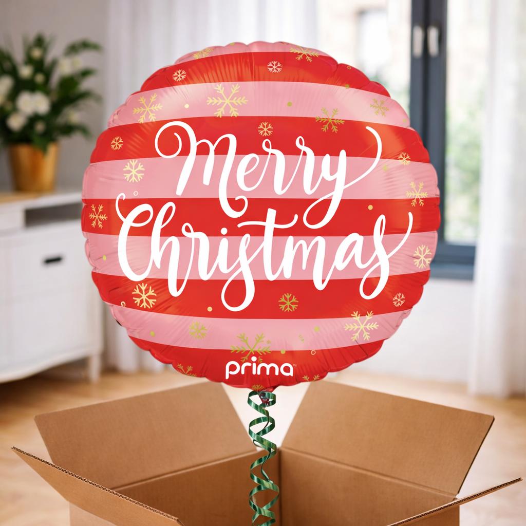 Ballon hélium de Noël "Merry Christmas" - Rose Rouge et Or