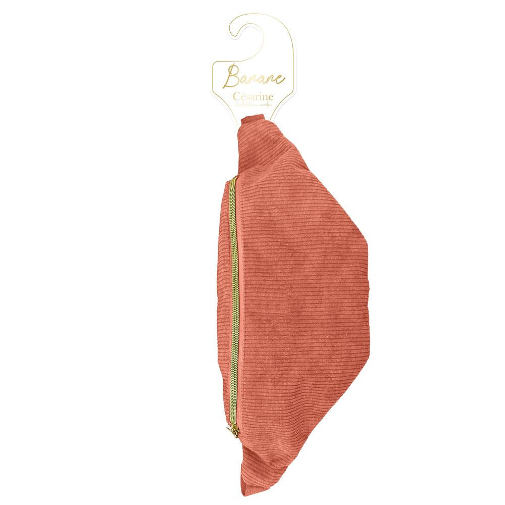 Sac banane en velours corail