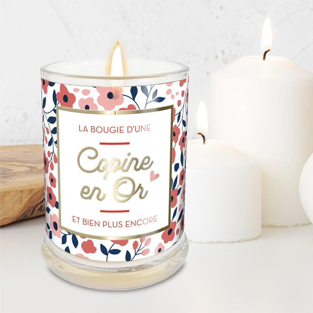 Bougie en verre "Copine en Or" au jasmin