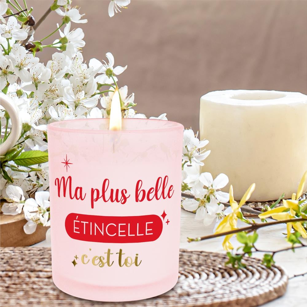 Bougie affective rose "Ma plus belle étincelle, c’est toi"