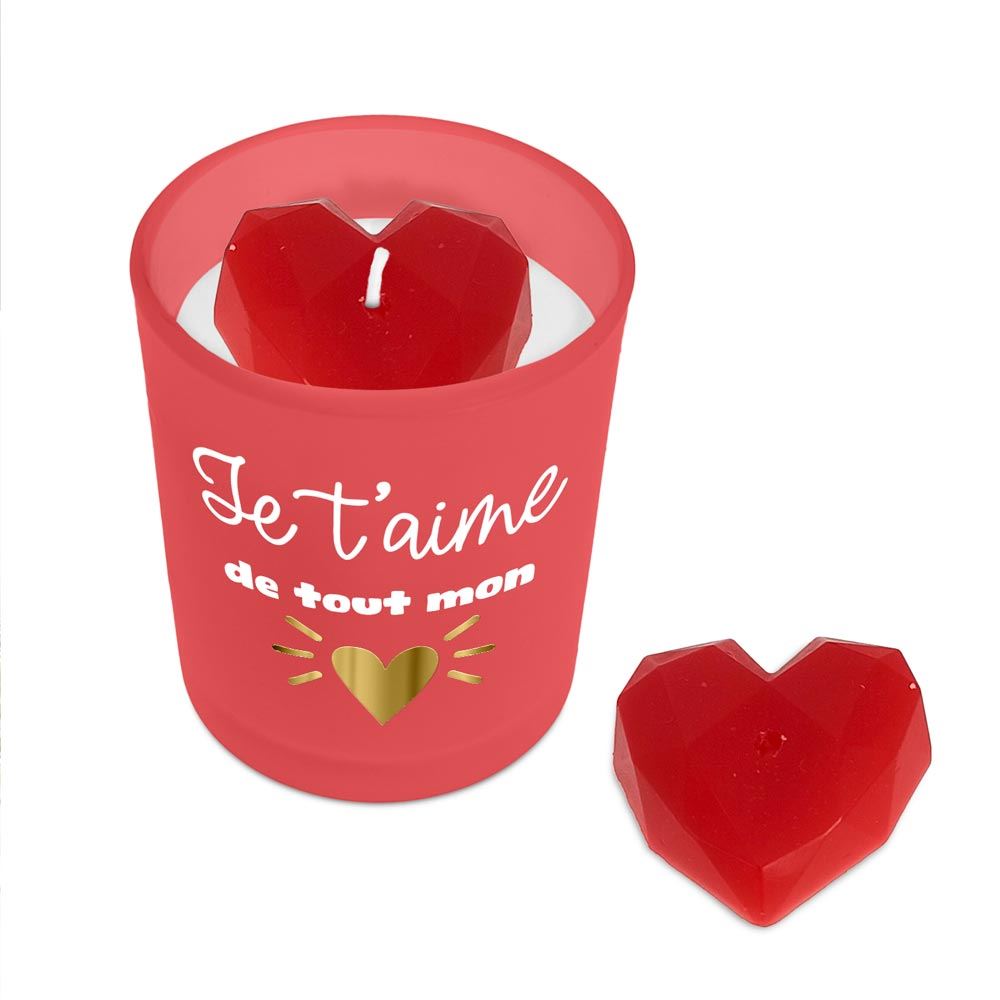 Bougie "Je t'aime de tout mon coeur"