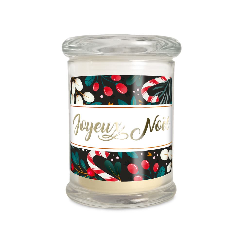 Bougie en verre "Joyeux Noël" – Parfum vanille