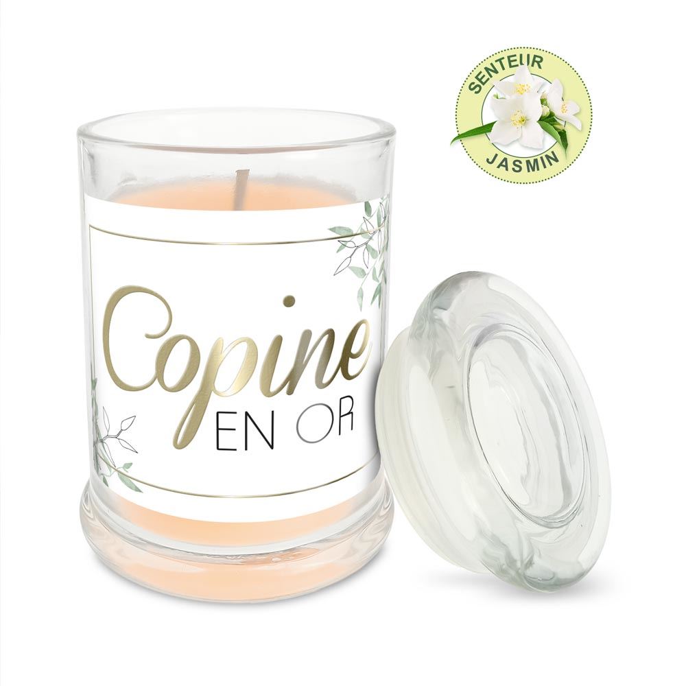 Bougie en verre "Copine en Or"