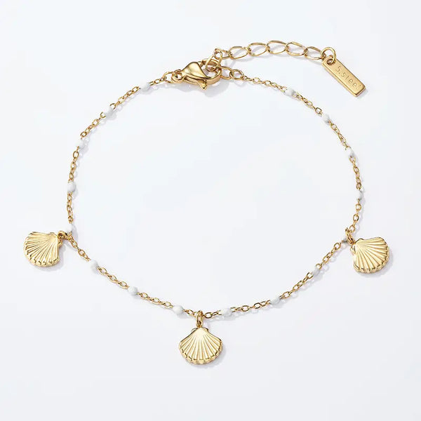 Bracelet fin en acier inoxydable pampilles coquillages