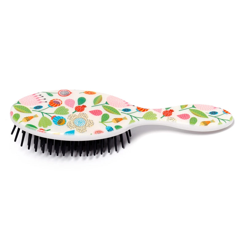 Mini brosse à cheveux modèle floral
