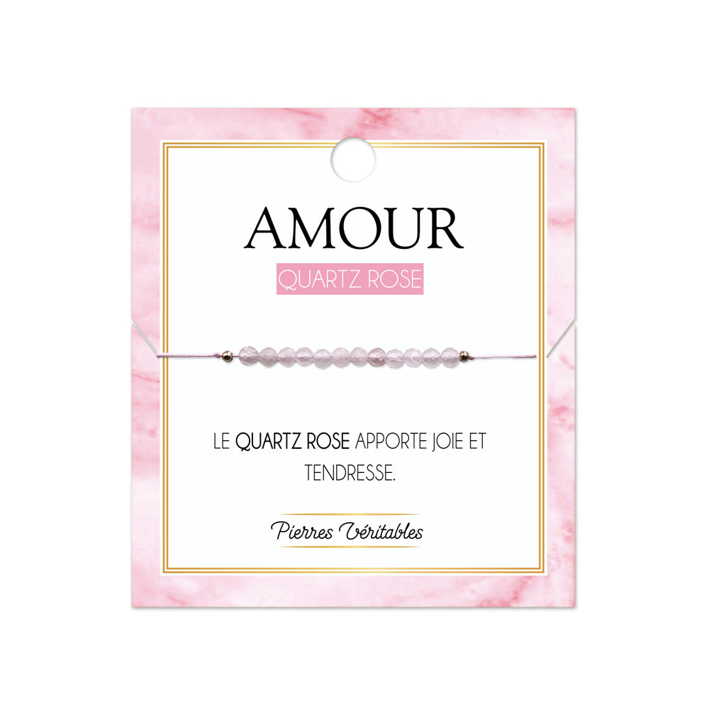 Bracelet pierre Quartz aux vertus "Amour"