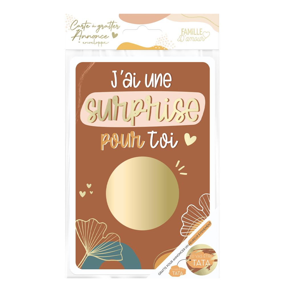 Carte à gratter annonce : "Tu vas être Tata"
