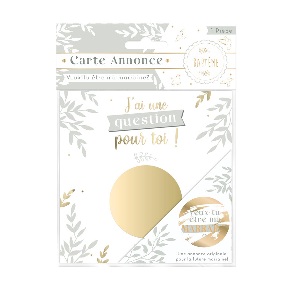 Carte à gratter annonce : "Veux-tu être ma Marraine?"