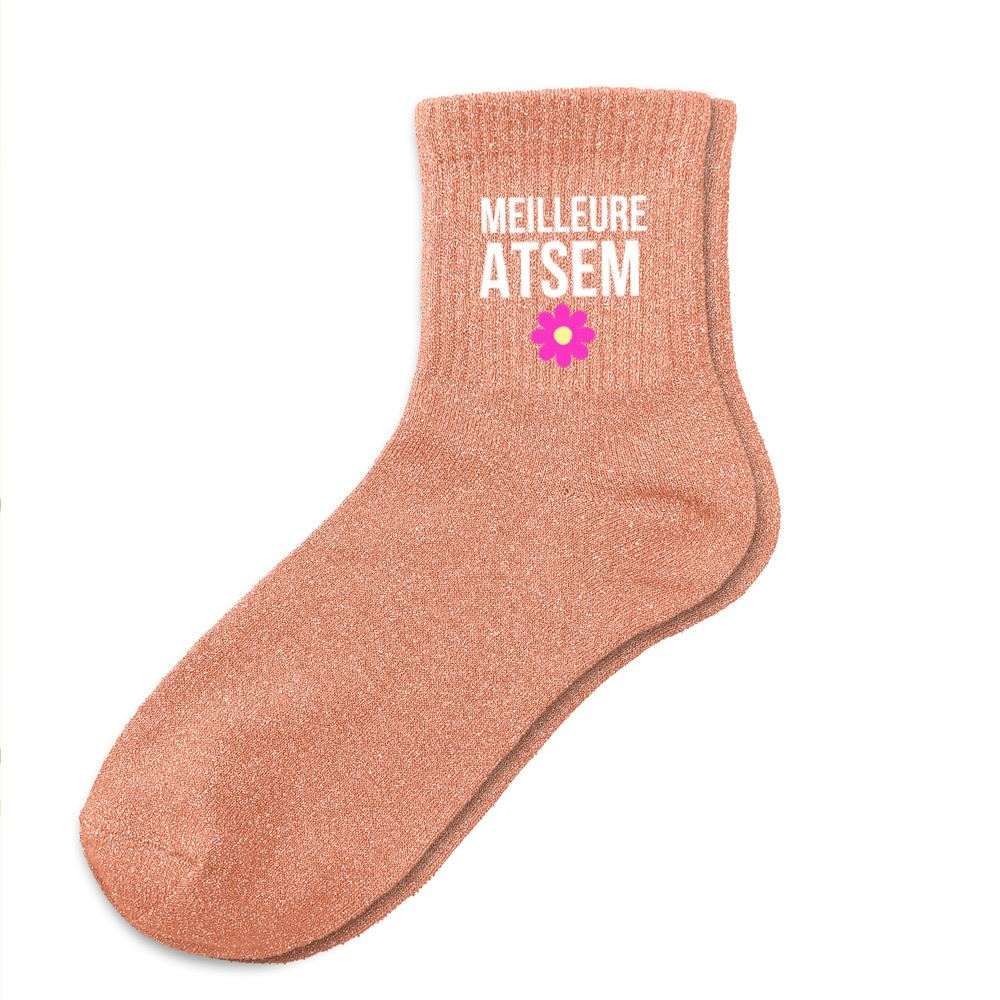 Chaussettes à paillettes "Meilleure ATSEM"