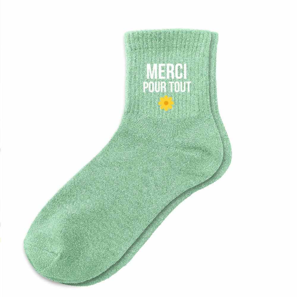 Chaussettes à paillettes " Merci pour tout "