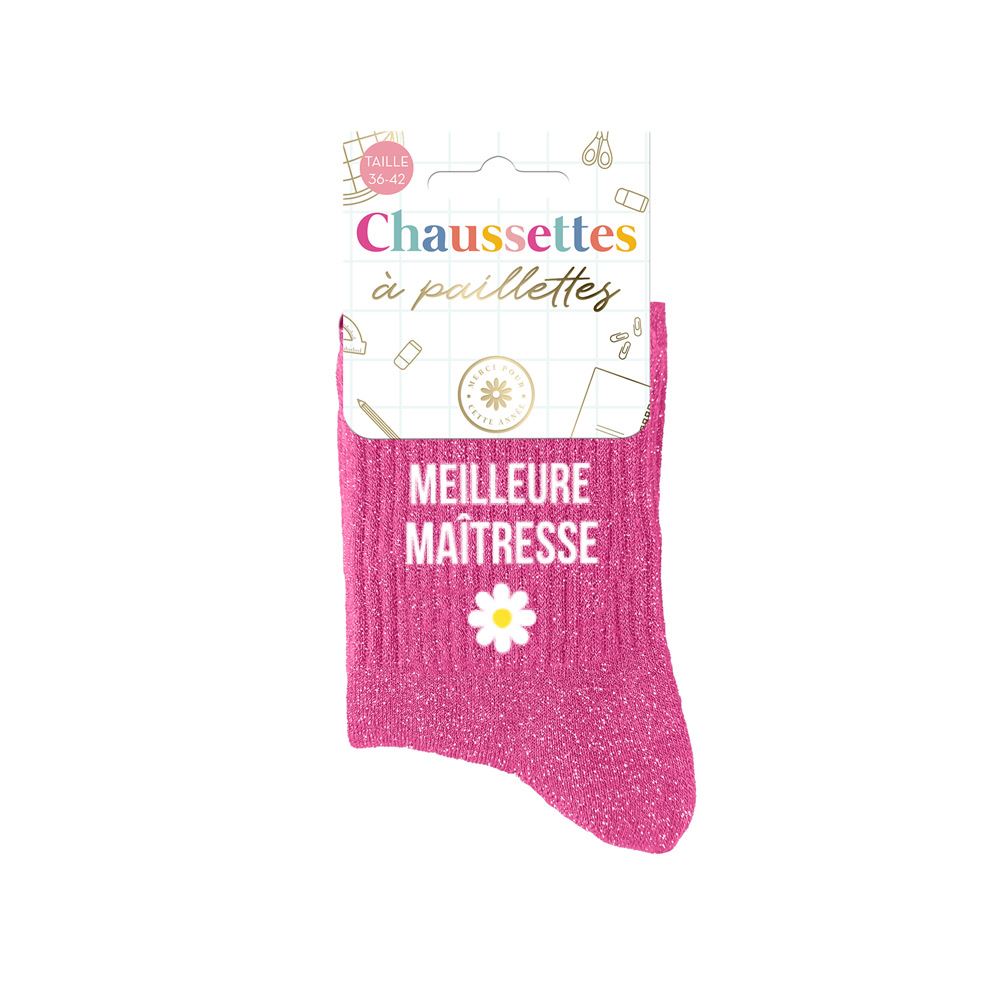 Chaussettes à paillettes "Meilleure Maîtresse"