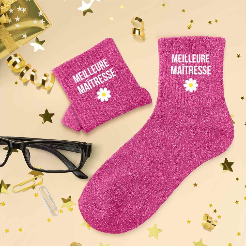 Chaussettes à paillettes "Meilleure Maîtresse"