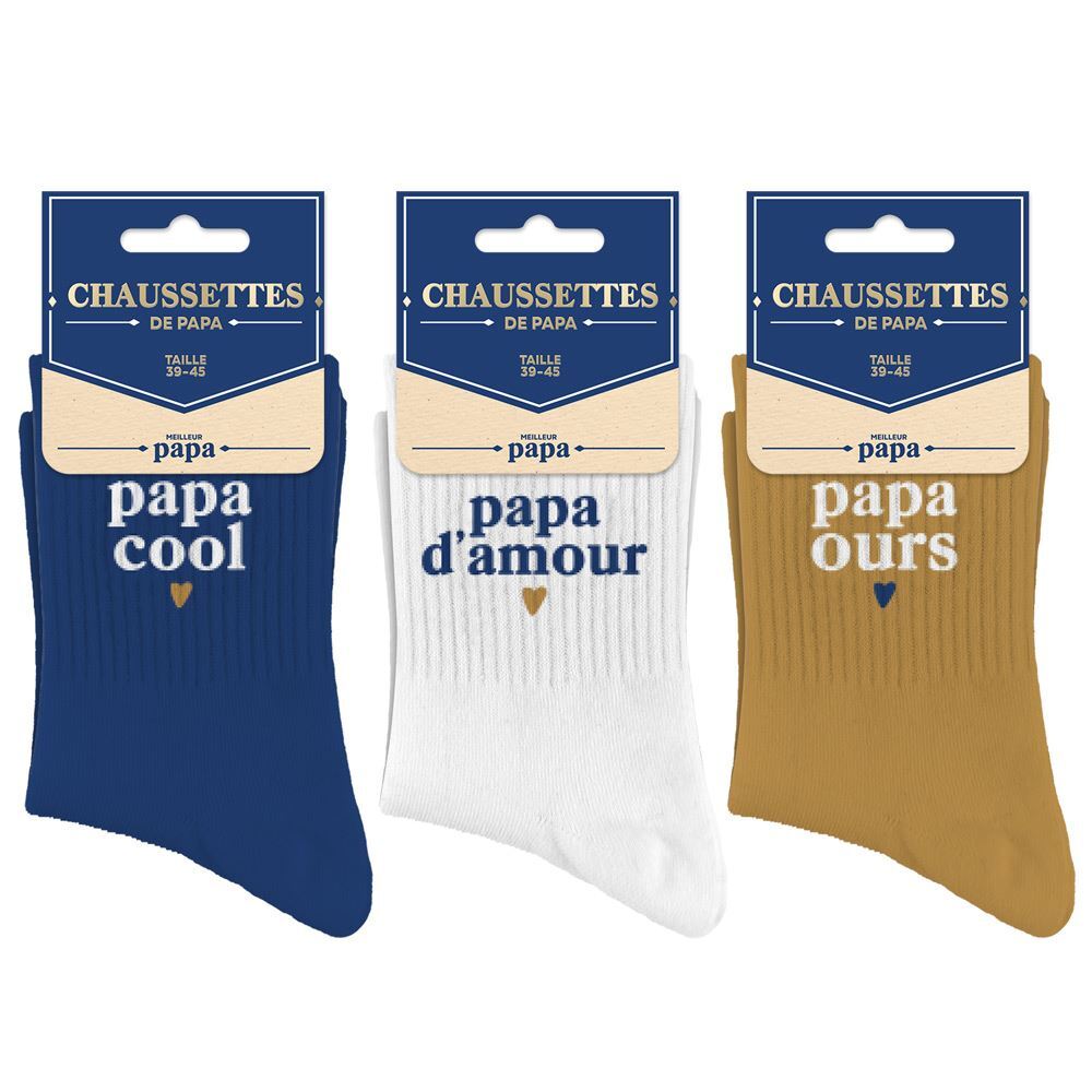 Chaussettes " papa cool,ours,d'amour" / Taille unique : 39-45