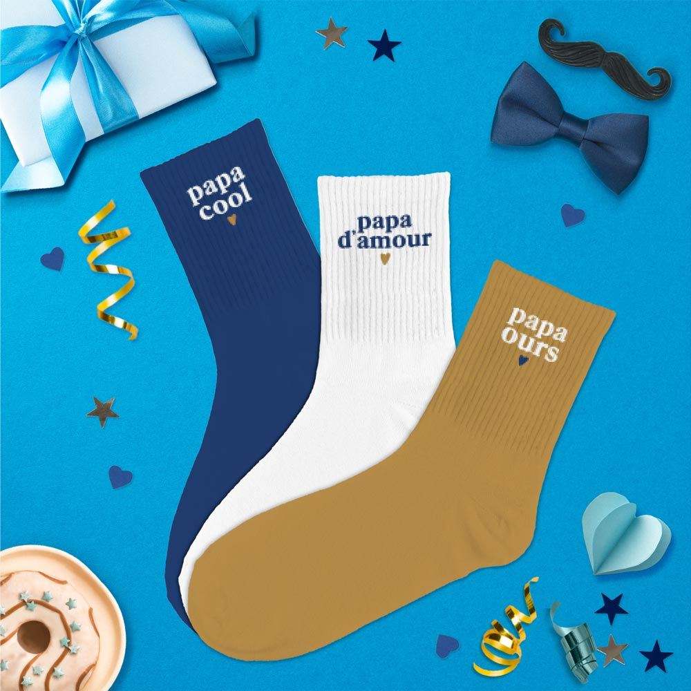 Chaussettes " papa cool,ours,d'amour" / Taille unique : 39-45