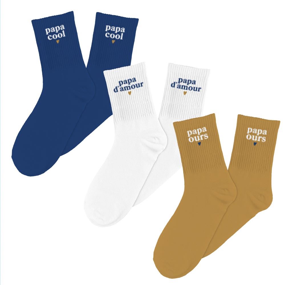 Chaussettes "papa cool, ours, d'amour" / Taille unique : 39-45