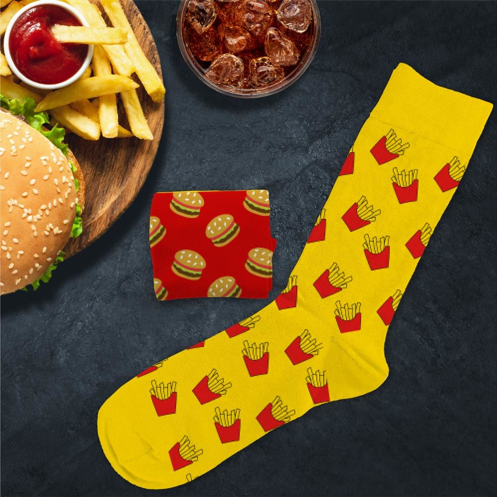 Chaussettes dépareillées Burger / Frites - Taille unique : 39-45
