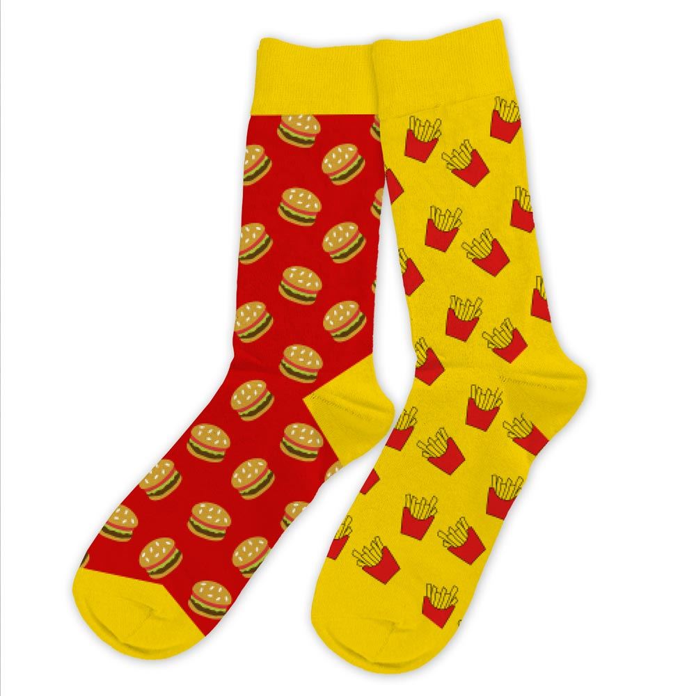 Chaussettes dépareillées Burger / Frites - Taille unique : 39-45