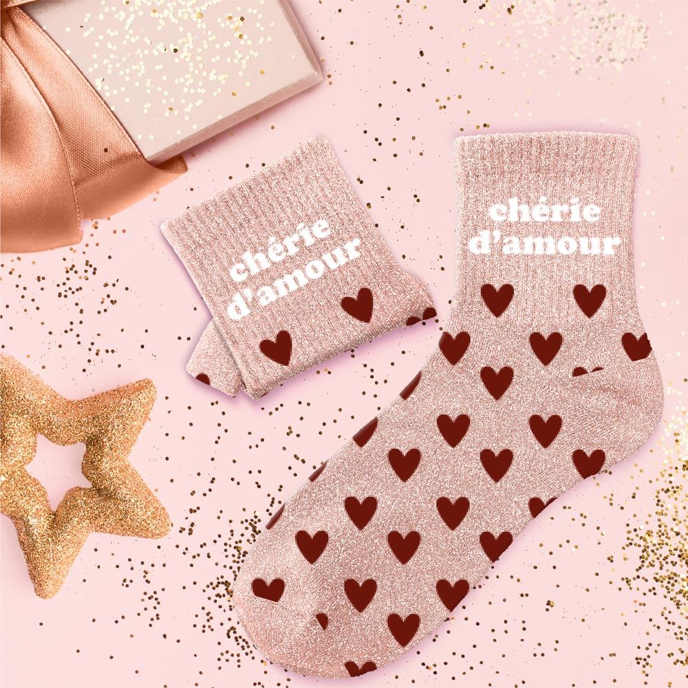 Chaussettes à paillettes "Chérie d’Amour"/ Taille unique : 36-42