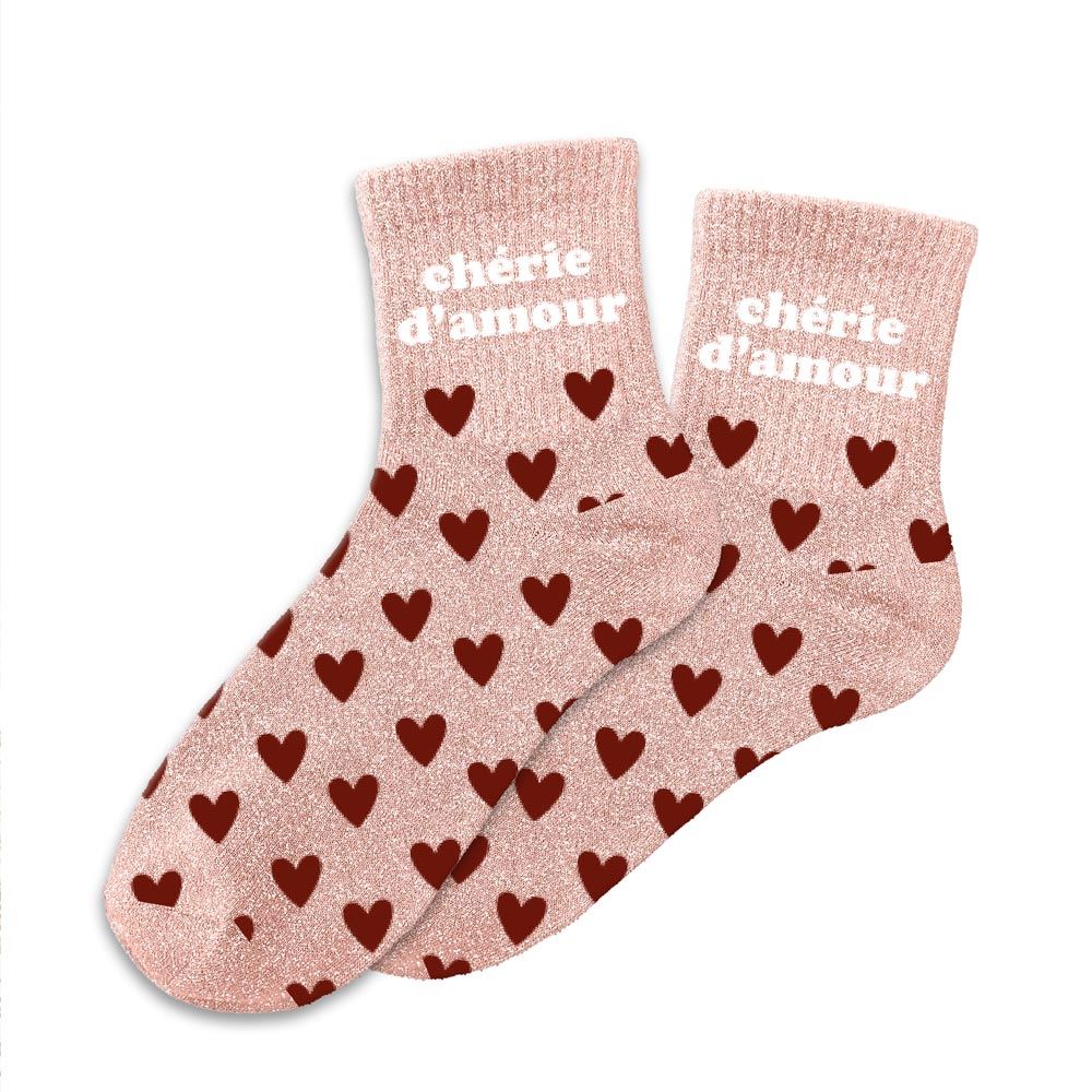 Chaussettes à paillettes "Chérie d’Amour"/ Taille unique : 36-42
