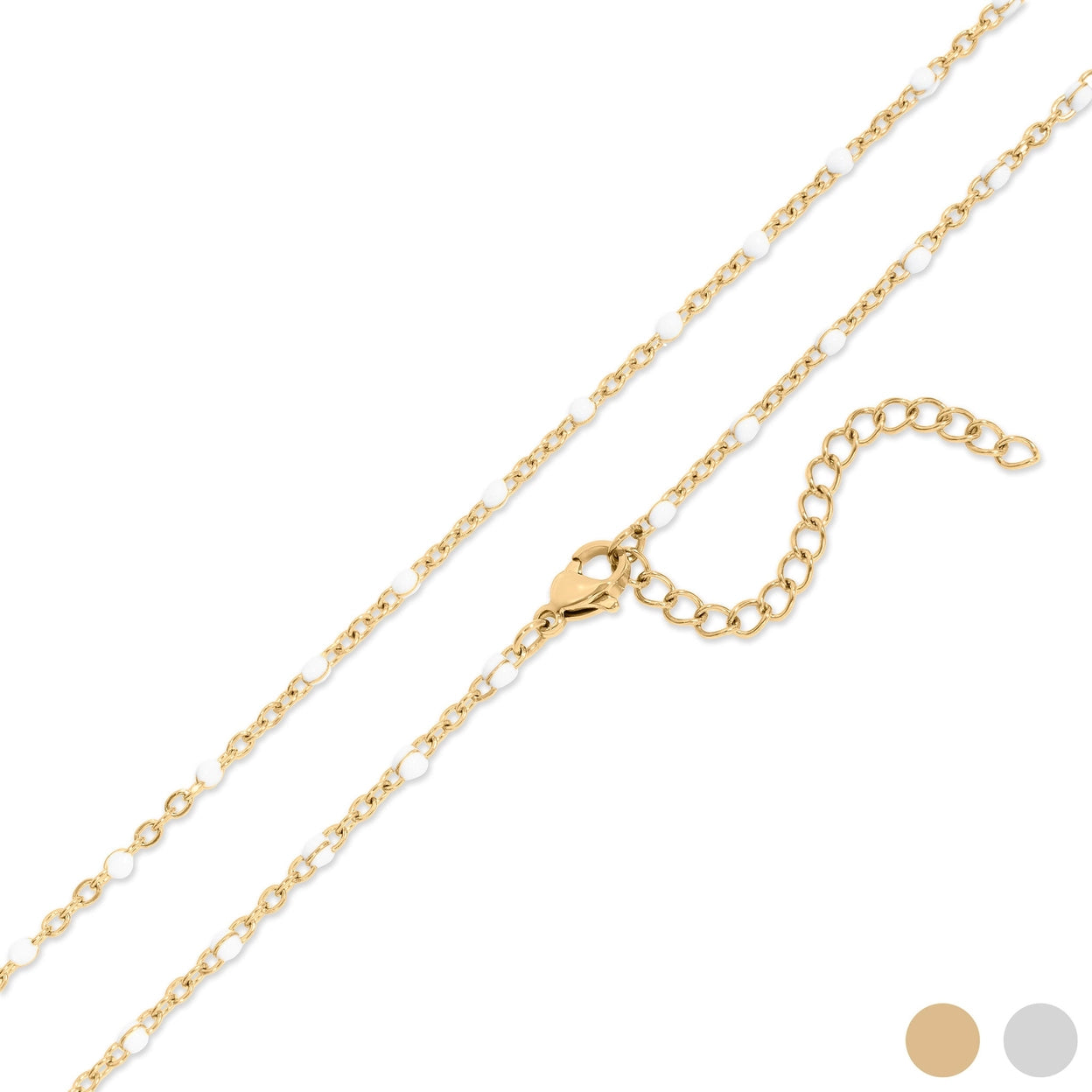 Collier chaîne en acier inoxydable PVD or 18K à confettis blancs