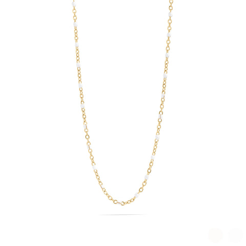 Collier chaîne en acier inoxydable PVD or 18K à confettis blancs