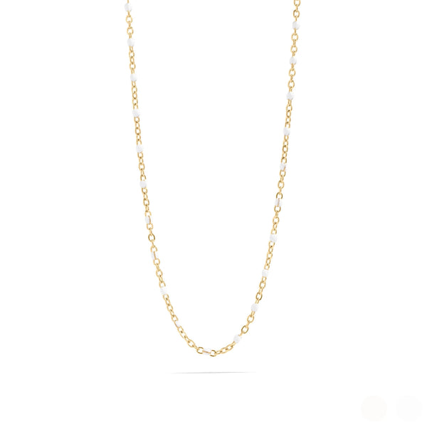 Collier chaîne en acier inoxydable PVD or 18K à confettis blancs