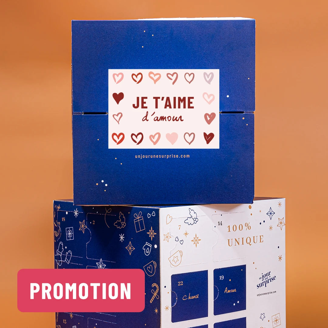 Calendrier de l'avent cube - design "Je t'aime d'amour"