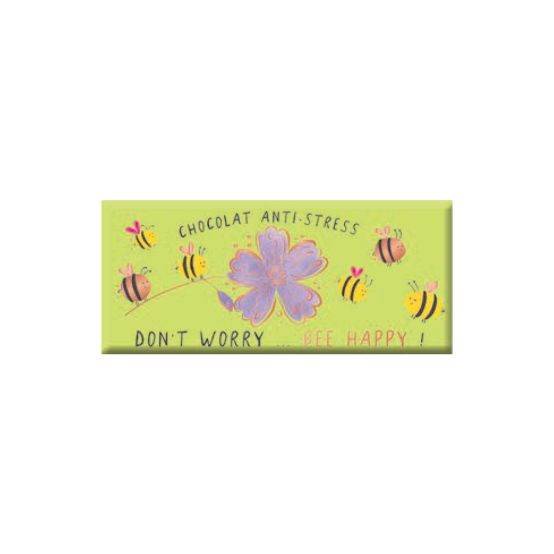 Mini tablette Chocolat "Don't worry..bee happy !" - 30g