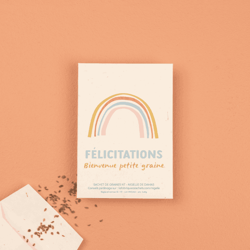 Félicitations Bienvenue petite graine - Sachet de graines à planter