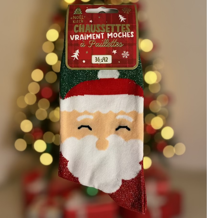 Chaussettes Drôles Joyeux Noël - Cadeau Humoristique Pour Collègue, Amis, Famille - Taille 36-40 - Fabriqué En France