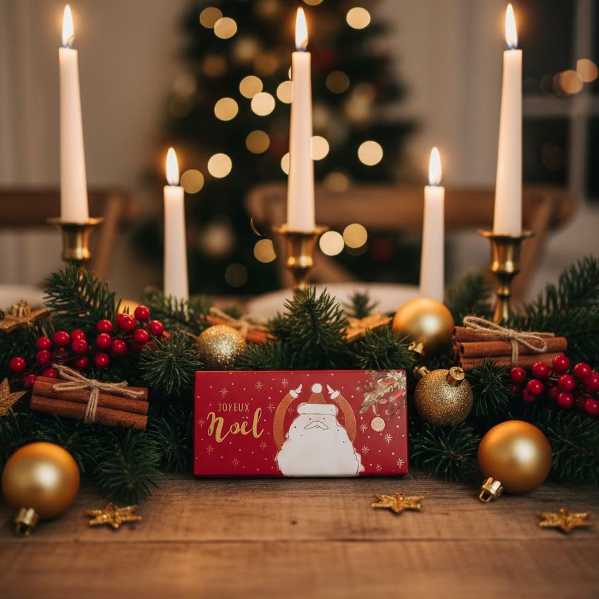 Mini tablette de chocolat au lait "Joyeux Noël" - 30g