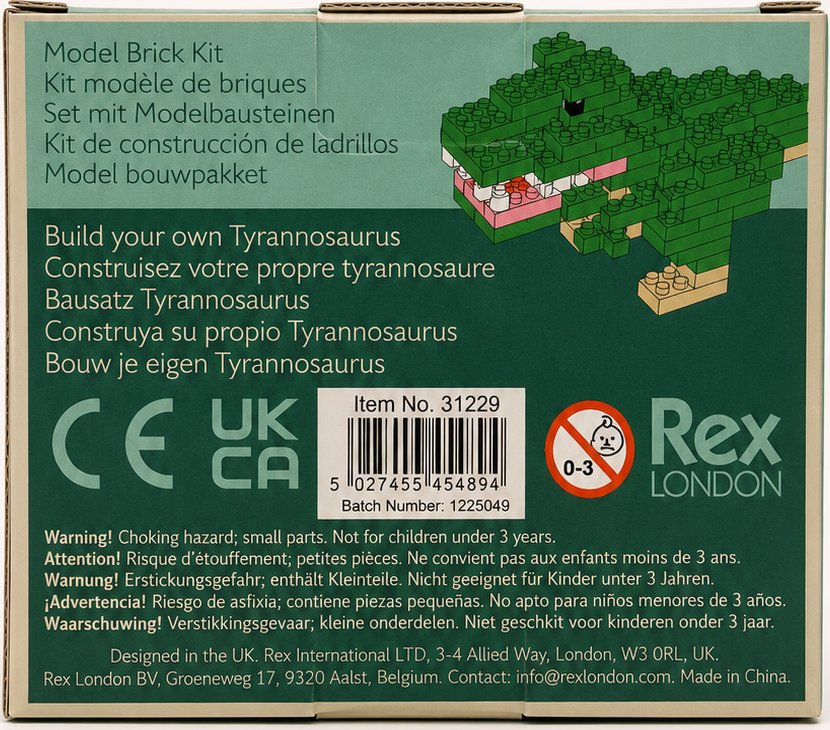 Mini kit de construction en briques - Tyrannosaure / Panda (119 pcs)