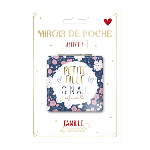Miroir de poche "Petite fille géniale"
