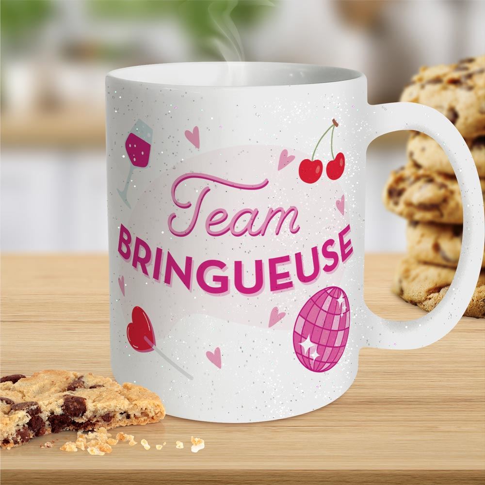 Mug à paillettes "Team Bringueuse"
