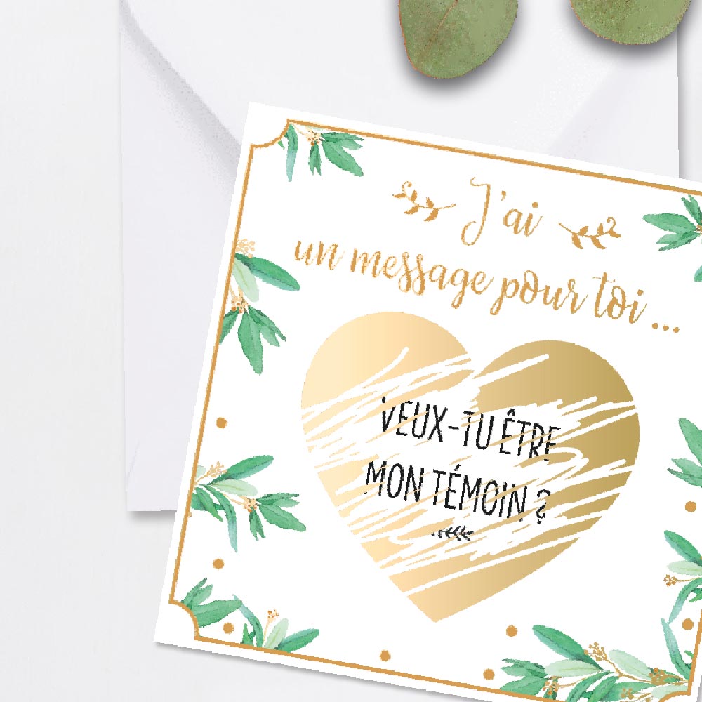 Pack 4 cartes à gratter annonce : "Veux-tu être mon témoin ?"