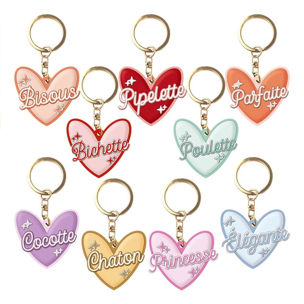 Porte-clés Coeurs Colorés