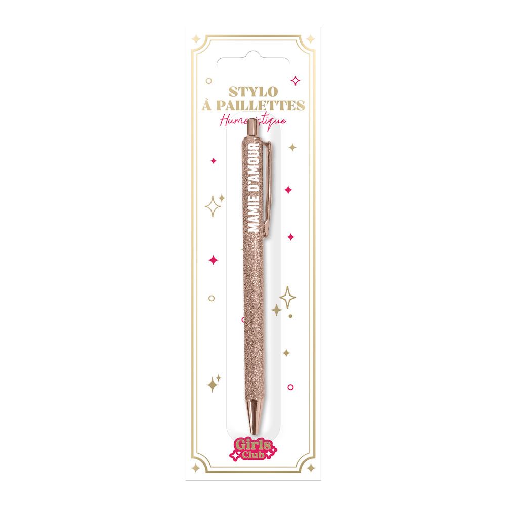 Stylo à paillettes Rose Gold "Mamie d'amour"