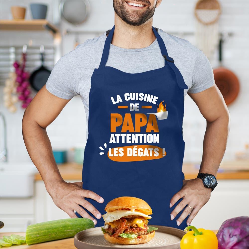 Tablier "La cuisine de papa, attention les dégâts !"